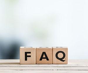 Wooden FAQ letter blocks on ledge