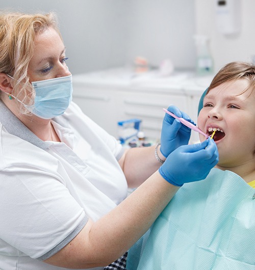 Fluoride treatment is painted directly onto the teeth where it hardens to protect them