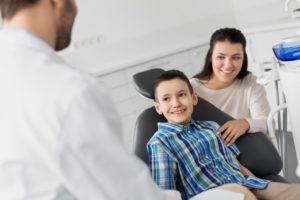 Mother and child at dentist